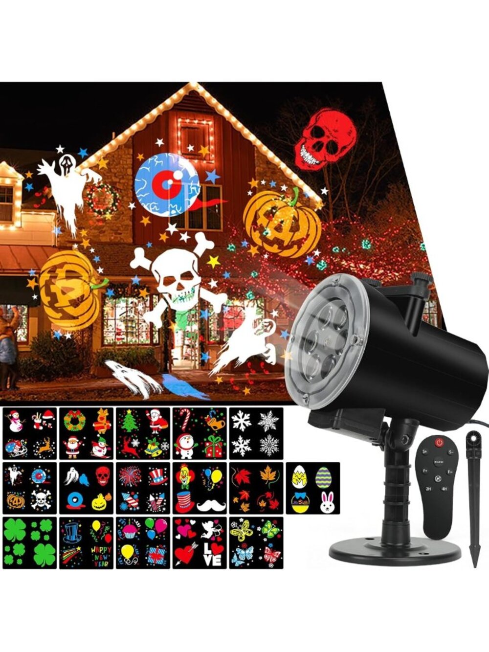 Waterproof Holiday Projector Lights with Remote - Christmas & Halloween Decor